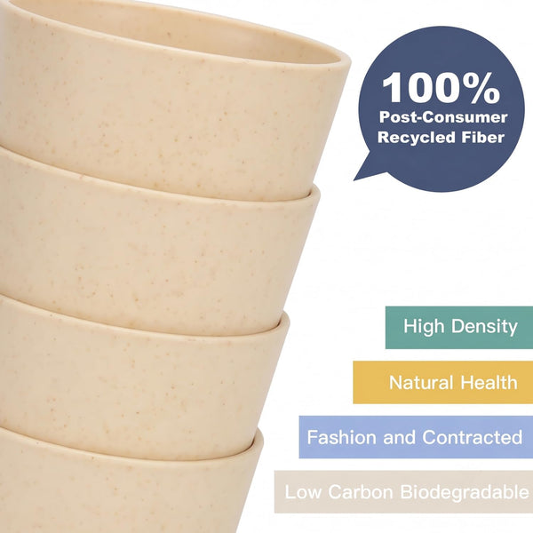 Wrova Wheat Straw Cups 6 PCS Good Alternative to Plastic Reusable Cups 12 oz Unbreakable Drinking Cup Reusable Dishwasher Safe Water Plastic