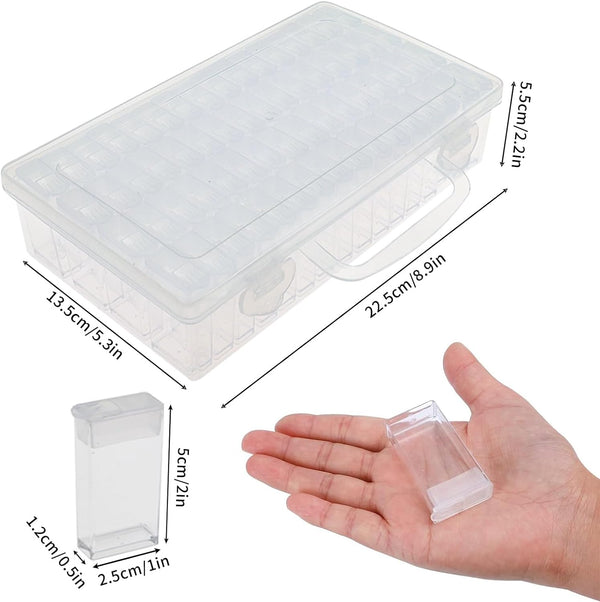 SGHUO 64 Grid Diamond Painting Storage Containers Diamond Art Accessories Tool Box Craft Storage with Adjustable Dividers for Beads, Art DIY,