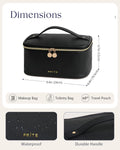 Prite Makeup Bag, Large Capacity Portable Travel Cosmetic Bag, Waterproof Makeup Organizer for Women with Handle and Divider(Black)
