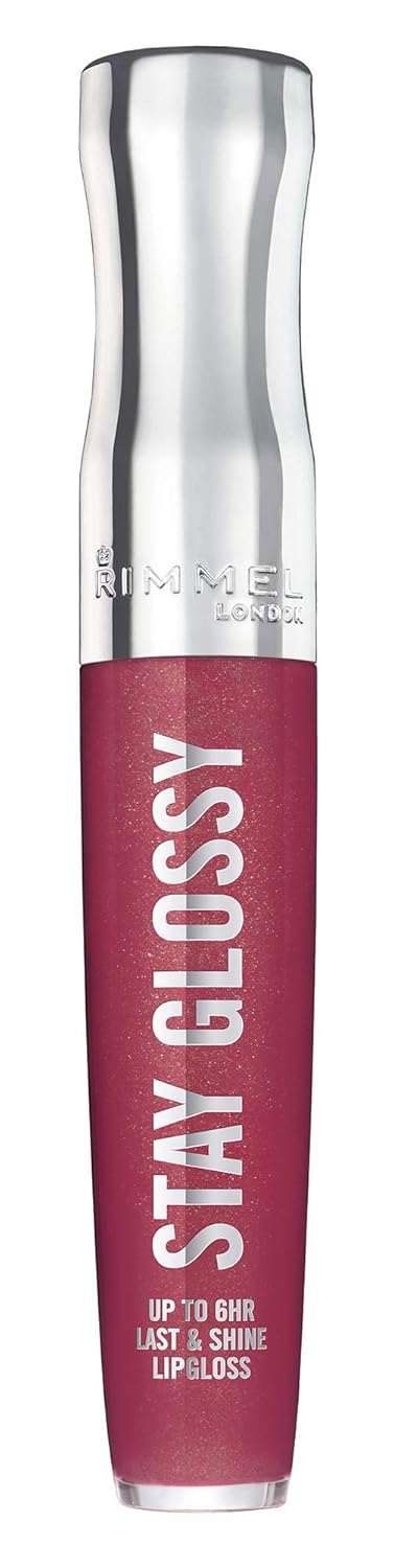 Rimmel Stay Glossy Lip Gloss - Non-Sticky and Lightweight Formula for Lip Color and Shine - 340 Captivate Me!, .18Oz