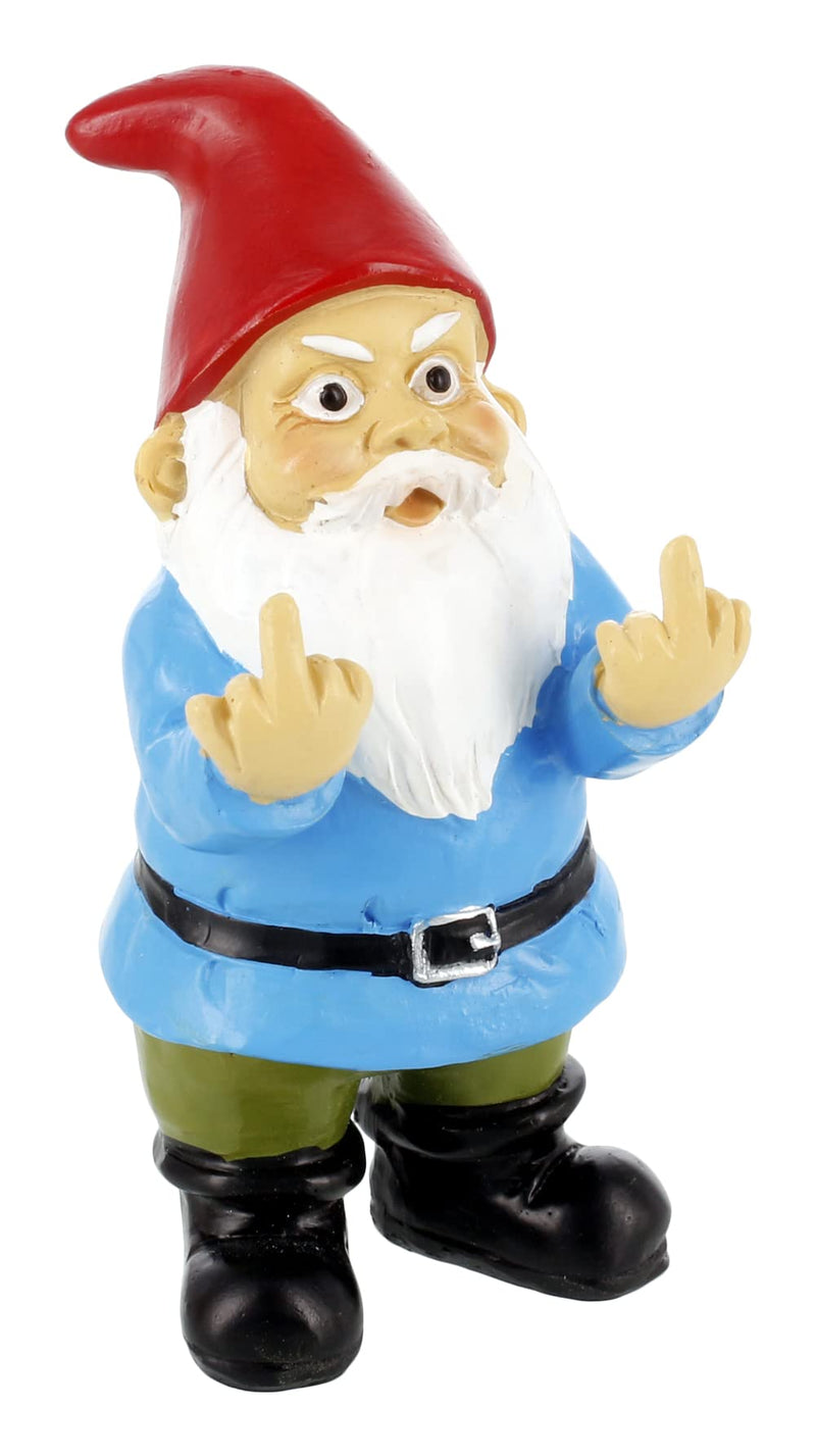Gnometastic Mini Middle Finger Gnome 3.5in, Naughty, Funny Garden Gnomes Outdoor Decoration for Yard Lawn Ornament Fairy Garden Decor,