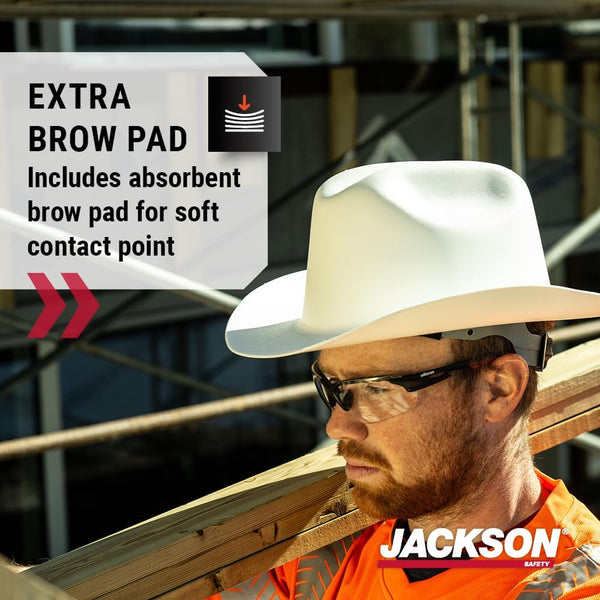 Jackson Safety Cowboy Hard Hat - Western Outlaw Style Construction Helmet with Full Brim Shade - ANSI Z89.1 & OSHA Compliant - (Multiple Colors)