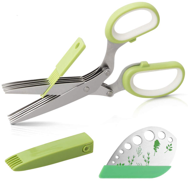 Herb Scissors Herb Stripper Set, Luxiv Stainless Steel Herb Cutter Tools 5-Blades Scissors with Herb Stripping Tool, Saf