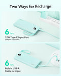 VRURC Portable Charger, Slim Power Bank Built-in 4 Cables, Travel Essential Green