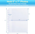 30 Pack 5x7 Photo Album Refill Pages for 3 Ring Binder,Ultra-Clear Photo Sleeves Holding 120 Pictures, Double-Sided 2 Pockets Photo Pages, Photo