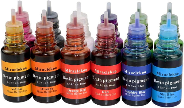 12 Colors Epoxy Resin Color Dye Colorant Liquid Epoxy Resin Pigment,10ml Each,Translucent 12 Colors Vivid