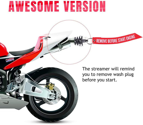 MELIFE 0.6"-1.5" Muffler Exhaust Wash Plug, Motorcycle Dirt Bike 2 Stroke with Streamer Rubber Exhaust Silencer (2 Pack)