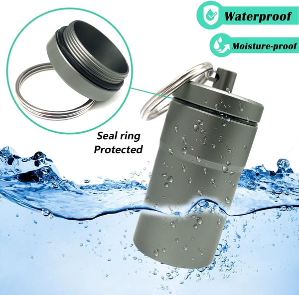 2 Packs 100 Tablets Nitro Bottle Holder, EFFIET Waterproof Metal Pill Bottle Container Capsule Match Container for Geocaching Quarters Cash Hider
