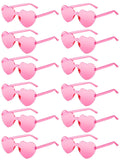 12 Pairs Heart Shaped Sunglasses for Women Colorful Glasses Fun Trendy Transparent Heart Sunglasses Party Favor Pink One Size
