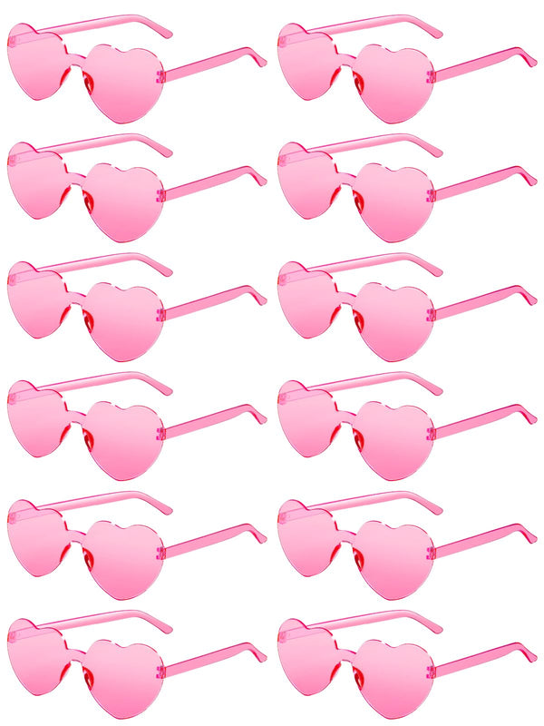 12 Pairs Heart Shaped Sunglasses for Women Colorful Glasses Fun Trendy Transparent Heart Sunglasses Party Favor Pink One Size