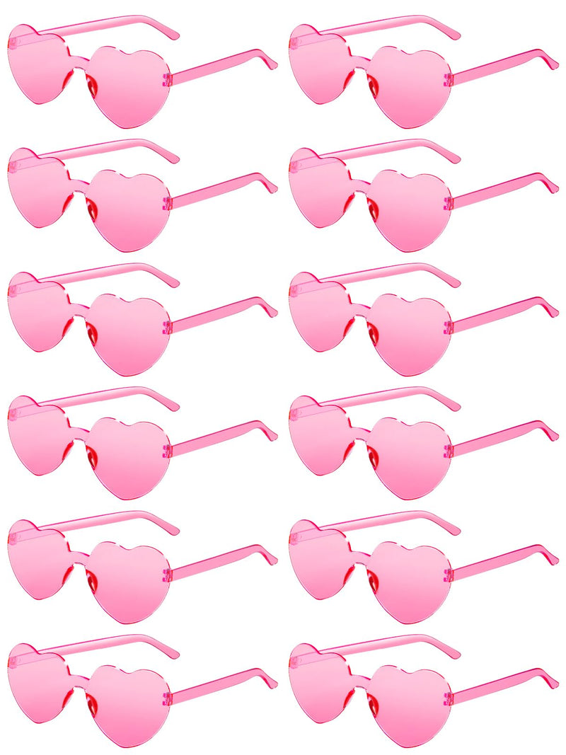 12 Pairs Heart Shaped Sunglasses for Women Colorful Glasses Fun Trendy Transparent Heart Sunglasses Party Favor Pink One Size