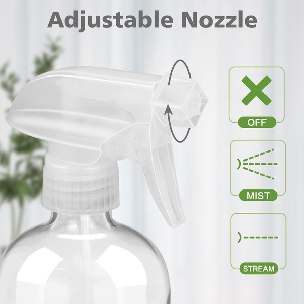 Glass Spray Bottles with Silicone Sleeve Protection, Empty 16 Oz Refillable Containers, Reusable Spray Bottles with Adjustable Nozzle for Hair,