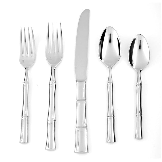 FORTESSA Royal Pacific 18/10 Stainless Steel Flatware, 5 Piece Place Setting with Table Knife, Forks and Spoons (Service