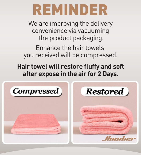 Hicober Microfiber Hair Towel Wrap for Women,Quick Dry, Pink Grey, 2-Pack Pink,grey Large