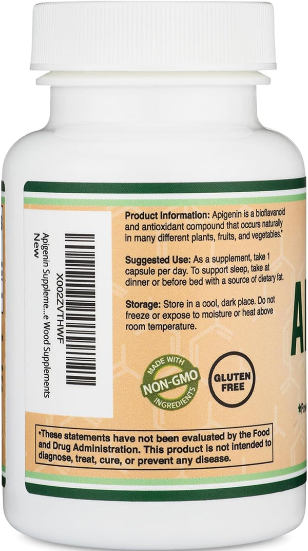 Apigenin Supplement - 50Mg per Capsule, 120 Count (Powerful Bioflavonoid Found in Chamomile Tea for Relaxation, Sleep, and Mood) Senolytic