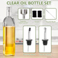 Leaflai 17oz Olive Oil Dispenser Bottle, 500ml Oil & Vinegar Cruet with 2 Stainless Steel Pourers, 2 Labels,1 Brush and 1 Funnel for Kitchen Olive