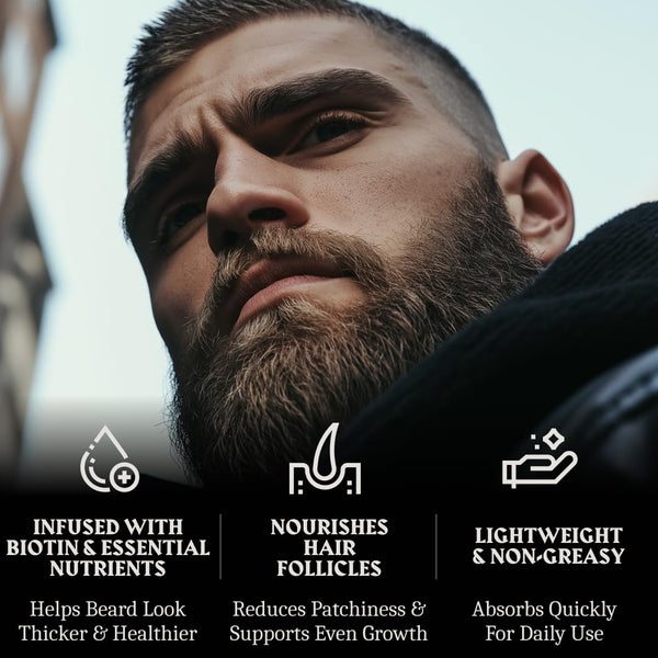 Striking Viking Beard Growth Oil with Biotin - 2 Fl Oz, Unscented - Thickening, Conditioning Biotin Beard Growth Serum for Men with Argan & Jojoba