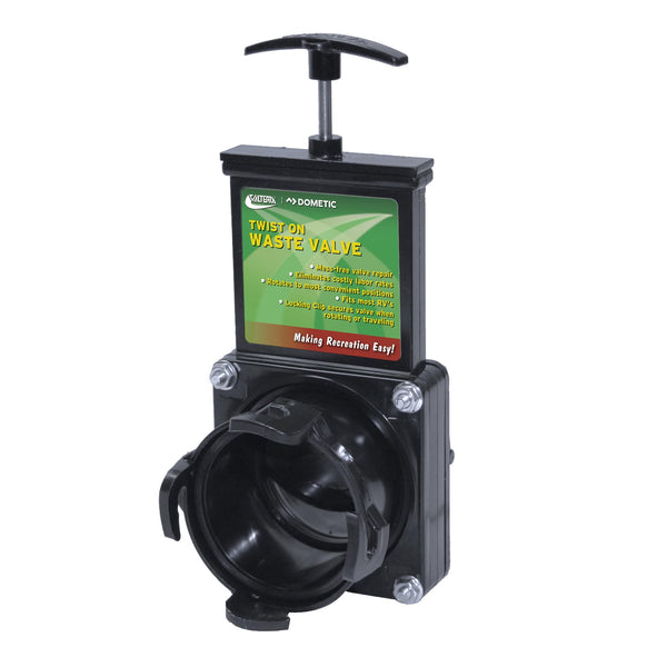 Valterra T58 Twist-On Waste Valve, Mess-Free Waste Valve for RV's, Campers, Trailers