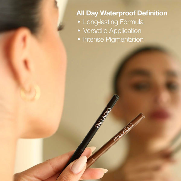 Palladio Retractable Waterproof Eyeliner, Richly Pigmented Color and Creamy, Slip Twist up Pencil Eye Liner, Smudge Proof Long Lasting
