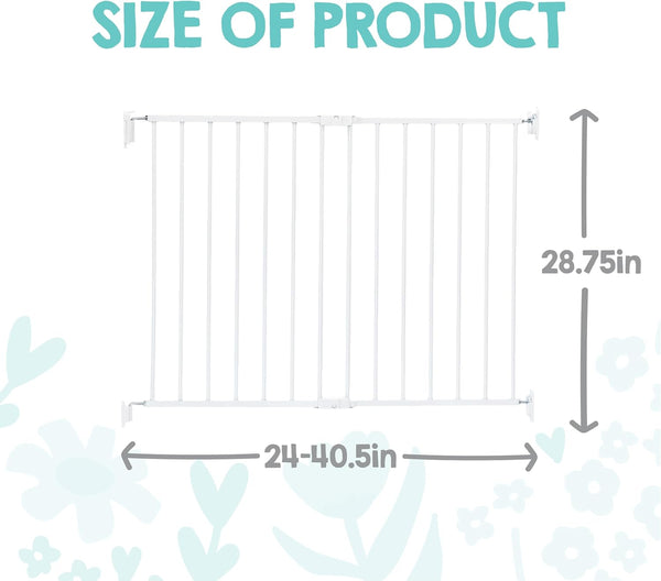 Regalo Safety 24"-40.5" Extra Wide Baby Gate for Top of Stairs & Dooways | Hardware Mounted, For Babies, Toddlers & Pets, White, Tested & Trusted