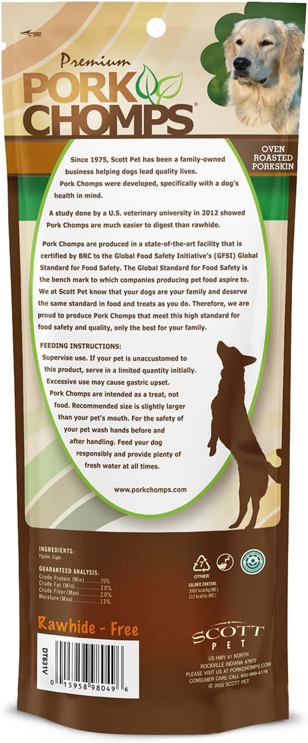 Pork Chomps Roasted Pressed Pork Skin Dog Chew, 7-inch Bone, 1 Count Roasted Pork 1 Count (Pack of 1)