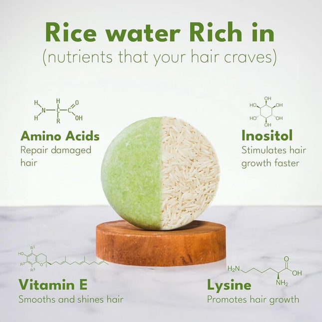 Muun Rice Water Shampoo and Conditioner Bar Pack 3 - Hair Growth, Thickening, St