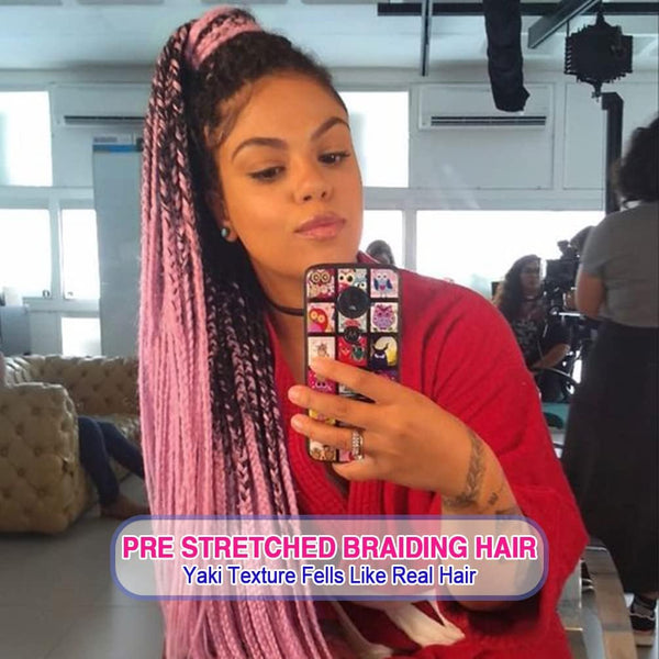 8 Pack Ombre Braiding Hair Pre Stretched - 16" 55G/Pack Premium Pre Stretched Braiding Hair Extensions, Professional Itch Free Perm Yaki Texture