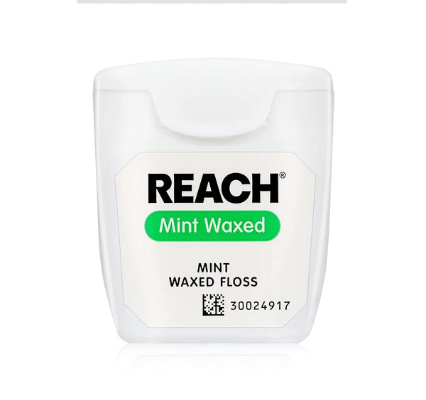 REACH Waxed Dental Floss, Mint, Plaque Remover for Teeth, Shred Resistant, Floss Slides Smoothly, Easy to Use, Waxed, Deep Cleaning Teeth, Oral