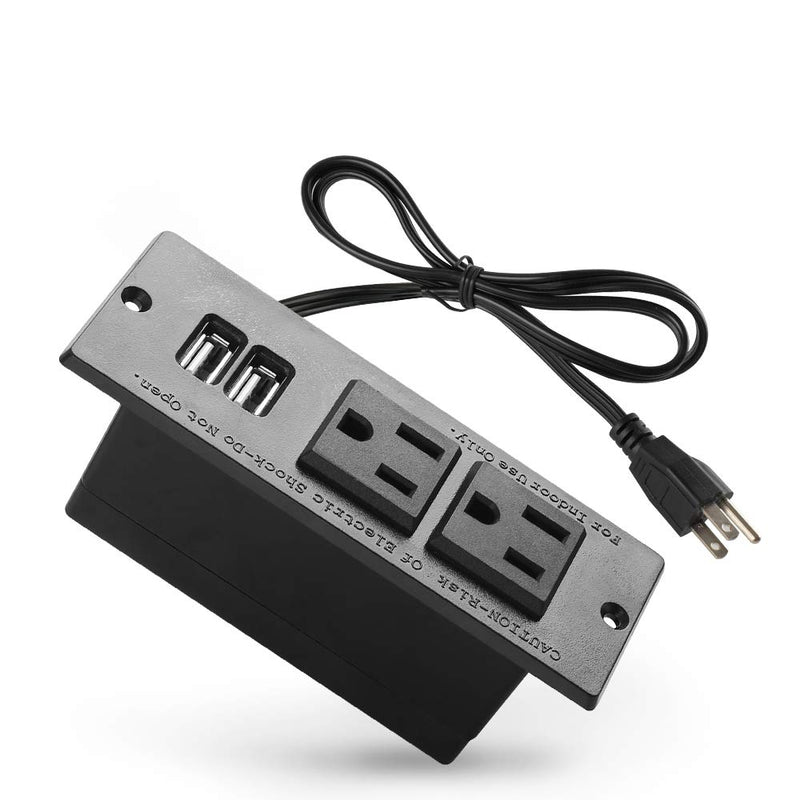 Conference Recessed Power Strip Socket with USB Ports,Table Power Strip,Desktop Charging Station with 2-Outlets and 2 USB Ports USB-A 2AC 2USB