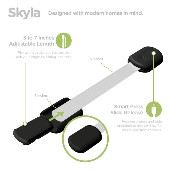 Baby Proofing Child Safety Locks (16 Pack) by Skyla Homes - The Safest, Quickest and Easiest 3M Adhesive Cabinet Latches, No Screws & Magnets,