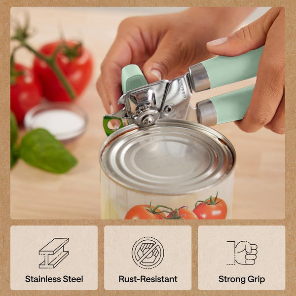 GORILLA GRIP Heavy Duty Stainless Steel Smooth Edge Manual Can Opener and Bottle Openers, Soft Comfortable Handle, Oversized Handheld Turn Knob,