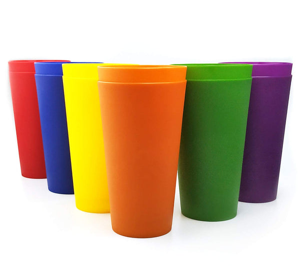 KX-WARE 32-ounce Plastic Tumblers Large Drinking Glasses, Set of 12 Multicolor - Unbreakable, Dishwasher Safe, BPA Free Multicolor 12
