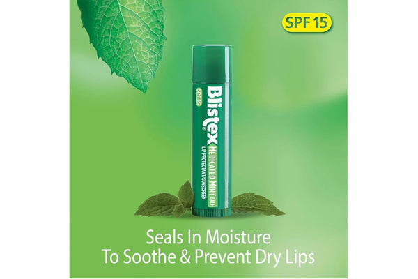 Blistex Medicated Lip Balm Protectant/Sunscreen SPF 15 Mint, 0.15 OZ Pack of 5 Mint 0.15 Ounce (Pack of 5)
