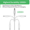 DC Power Splitter 1 to 2 Way, DC Power Supply Splitter Cord Plug 5.5mm x 2.1mm, for CCTV Security Camera,LED Strip Light and More, 2-Pack White