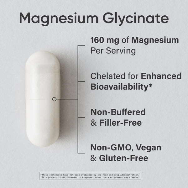 Sports Research® Magnesium Glycinate 160mg, 90 Veggie Capules 90 Count (Pack of 1) Capsule