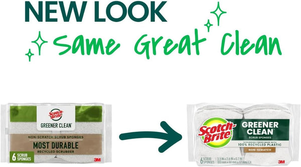 Scotch-Brite Greener Clean Non-Scratch Scrub Sponge, 6 Pack 1 Count