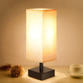 aooshine Small Table Lamp for Bedroom - Bedside Lamps for Nightstand, Minimalist Night Stand Light Lamp with Square Fabric Shade, Desk Reading