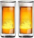 Sun's Tea (Set of 2) 20oz (600ml) Ultra Clear Strong Double Wall Insulated Thermo Glass Tumbler V3 Highball Glass for Beer/cocktail/lemonade/iced