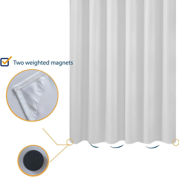 N&Y HOME Longer Shower Curtain Liner Fabric 72 x 75 inches, Hotel Quality, Washable, White Spa Bathroom Curtains with Grommets, 72x75 White 72"W x