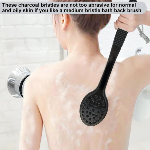 Back Bath Brush - Curved Long Handle Shower Brush with Medium Stiff Bristles for Cleaning and Exfoliating Body, Back Scrubber for Men & Women