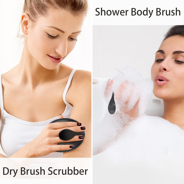 Dry Brushing Body Exfoliating Brush, anti Slip Body Scrubber for Shower, Never Mold Shower Body Cleaning Brush for Deep Cleansing & Soften Skin,