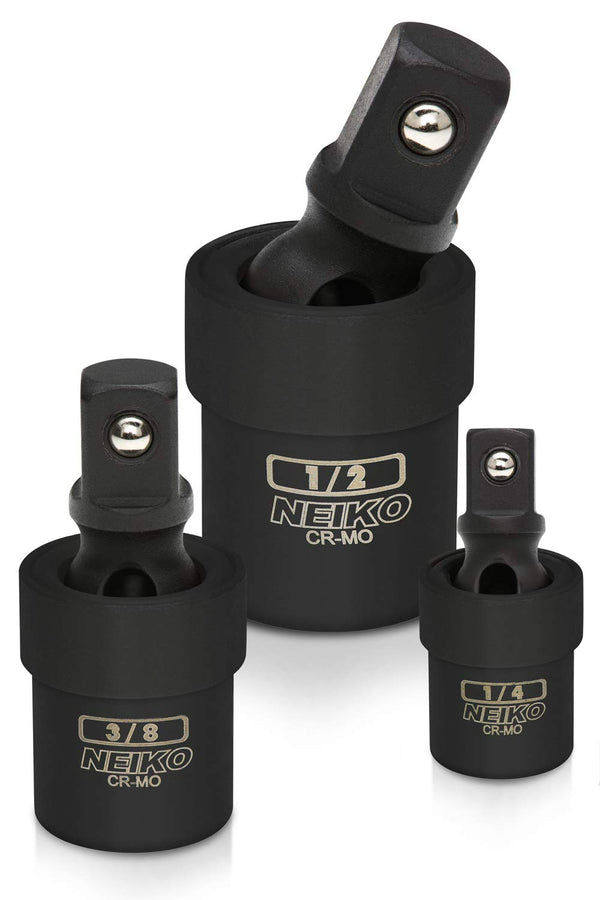 NEIKO 02486A Impact Universal Joint-Socket Swivel Set, Socket Extension Set Made From Cr-Mo with Included 1/4-, 3/8-, and 1/2-Inch Sockets, Set of