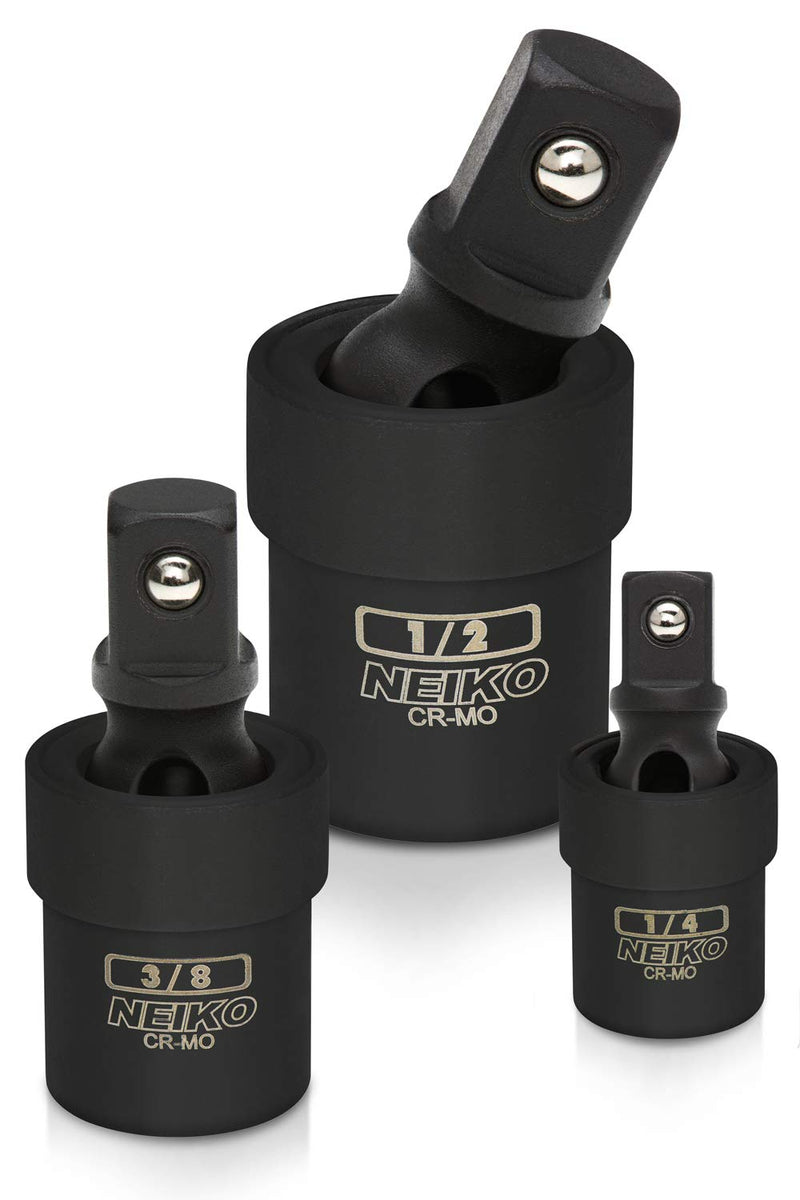 NEIKO 02486A Impact Universal Joint-Socket Swivel Set, Socket Extension Set Made From Cr-Mo with Included 1/4-, 3/8-, and 1/2-Inch Sockets, Set of