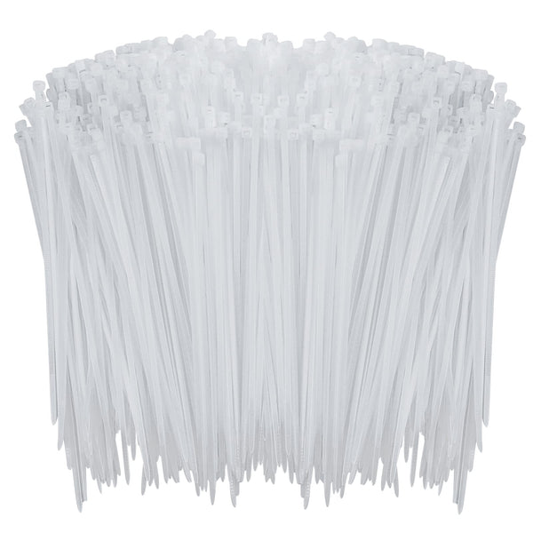 1000 Pcs White Zip Ties, 6 Inch Clear Self-Locking Nylon Cable Ties, Premium Heavy Duty Plastic Wraps Wire Ties for Indoor and Outdoor 6" White