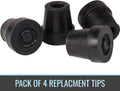 DMI Durable Replacement Quad Cane Tips, Extra Stability, No-Slip Grip, 1/2 Inch, FSA and HSA Eligible, (Pack of 4) Pack of 1