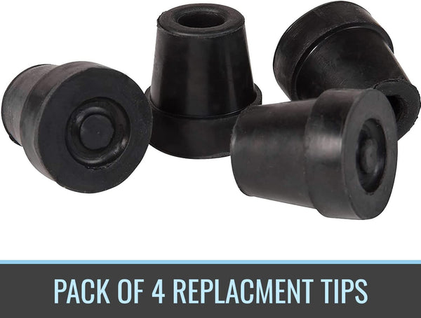 DMI Durable Replacement Quad Cane Tips, Extra Stability, No-Slip Grip, 1/2 Inch, FSA and HSA Eligible, (Pack of 4) Pack of 1