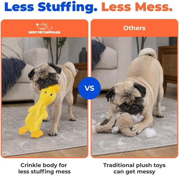 Best Pet Supplies Interactive Squeaky Dog Chew Toy, Ideal Dog Toys for Chewers, Small, Medium & Large Dogs, and Fetch Lovers - Crinkle Duck