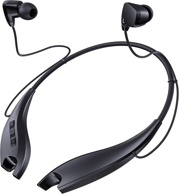 Neckband Bluetooth Headphones, around the Neck Headphones 24H+ Playtime, Bluetooth Headsets with Call Vibration, Shark Jaw Design Wireless