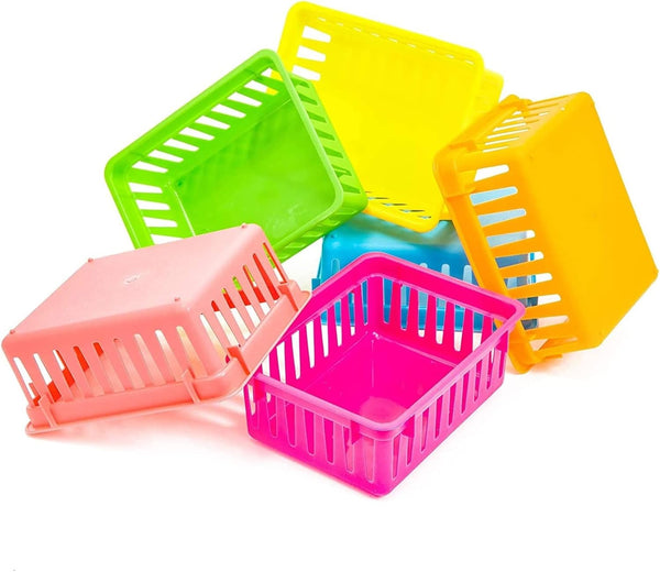 Bright Creations 12 Pack Small Plastic Classroom Storage Bins for Organization and School Supplies 6 Colors (6.2 x 4.8 x 2.4 inches)