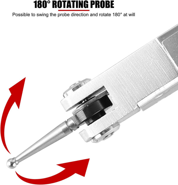 0 to 0.8mm Lever Type Test Indicator with Magnetic Base Set, 32mm Dial Diameter with Rotating Bezel and 200mm Flexible Adjustable Arm